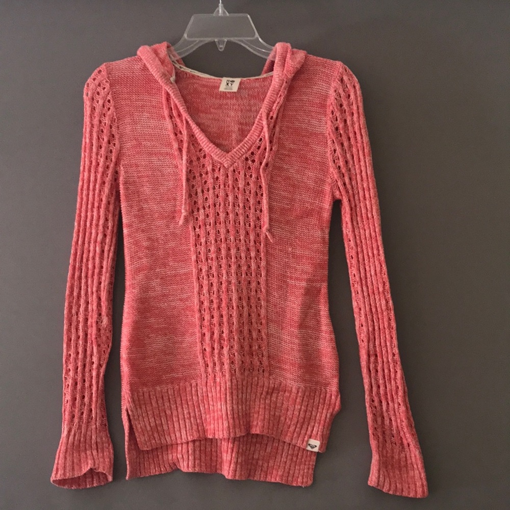 😍 4 for $20 S Cute Roxy Light Woven Hoodie Coral